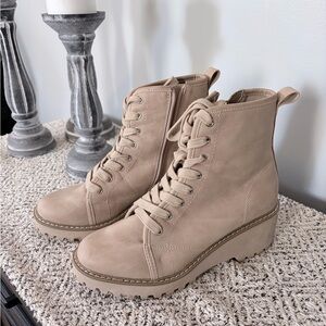 Dolce Vita Beige Lace Up Boots